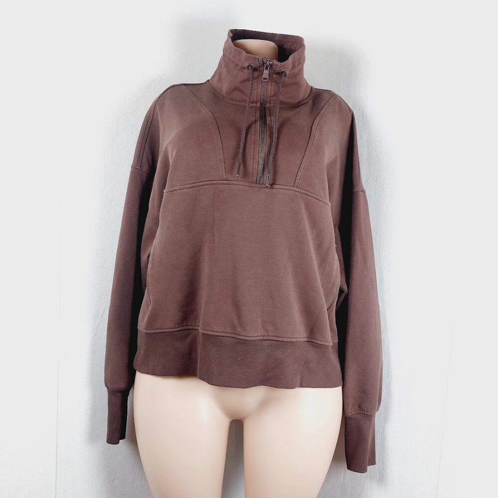 Old Navy Women's Brown Dynamic Fleece Half-Zip Pullover Sweatshirt Size 2X - Picture 2 of 12